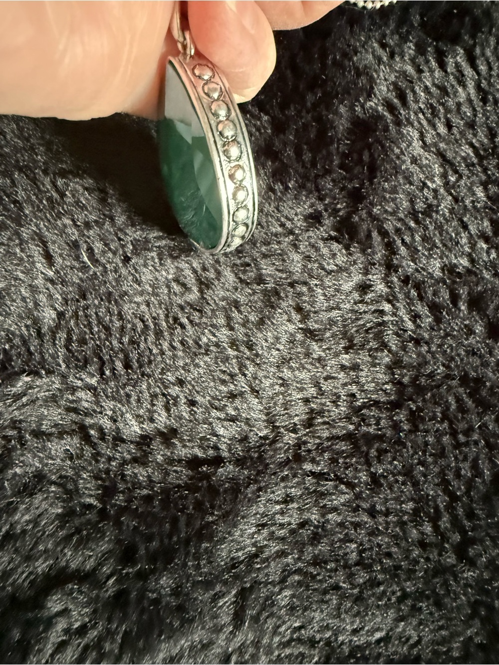 Touchstone Crystal Teardrop Pendant Necklace in Green and Silver - Picture 4 of 5